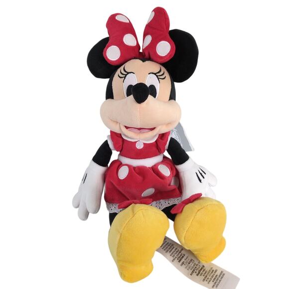 NWT Disney Store Minnie Mouse 13" Plush Beanie Stuffed Animal Red Polka Dot - Picture 1 of 7